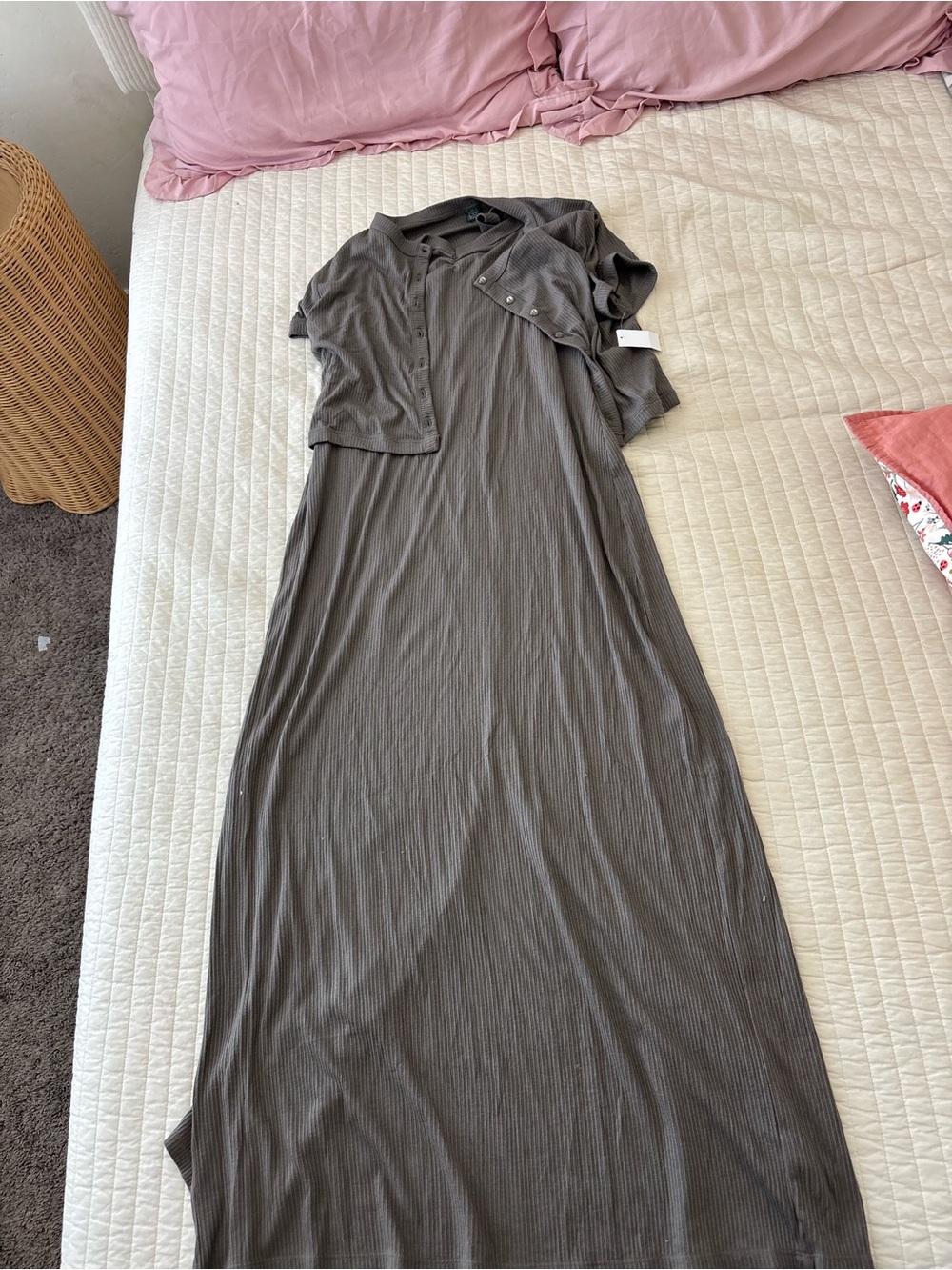 Two piece Ribbed Maxi Dress brown